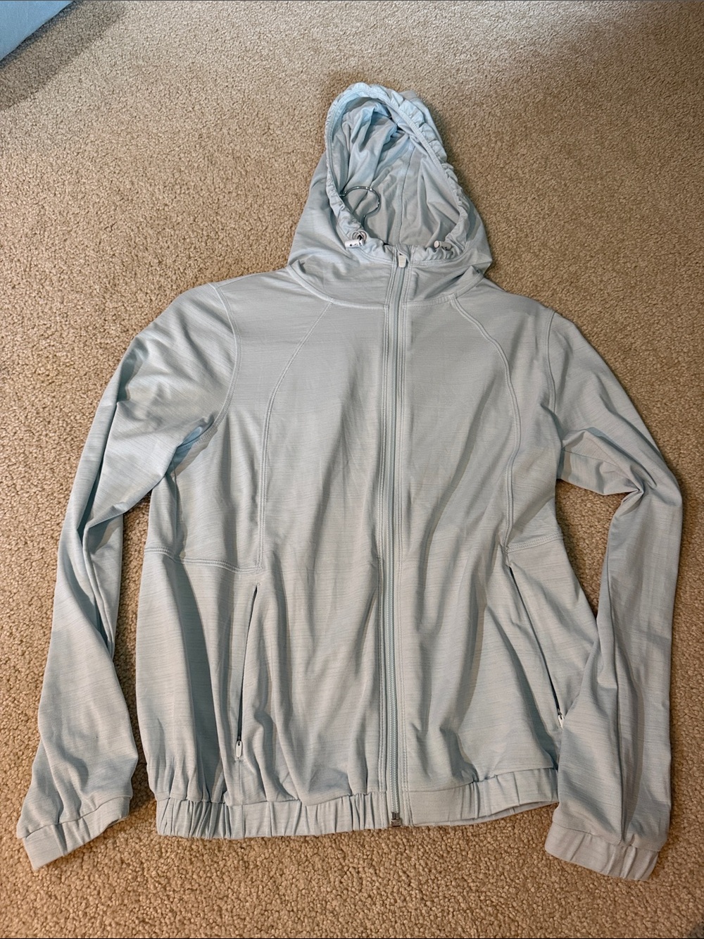 Athleta Pale Blue Hooded Zip Lightweight Jacket
